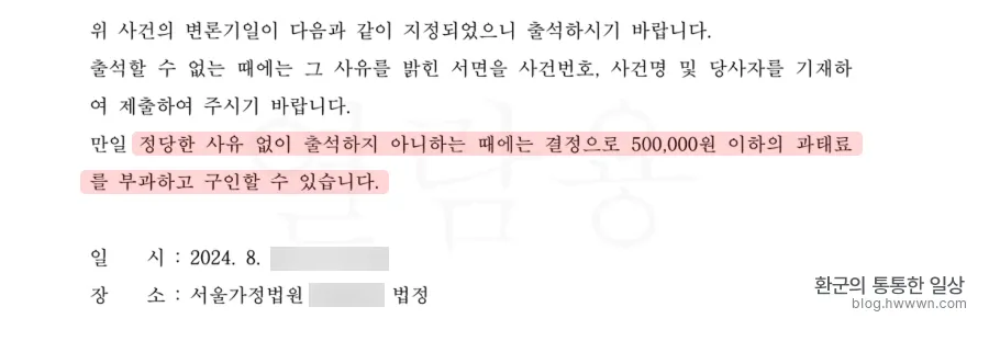 변론기일소환장